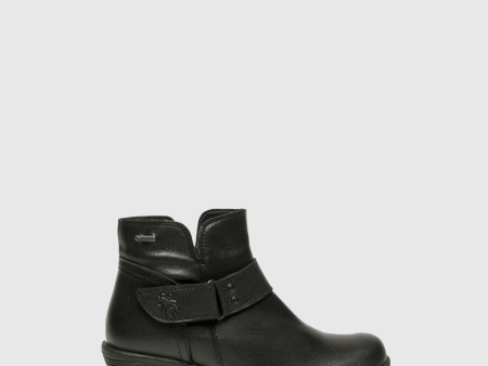 Black Velcro Ankle Boots on Sale