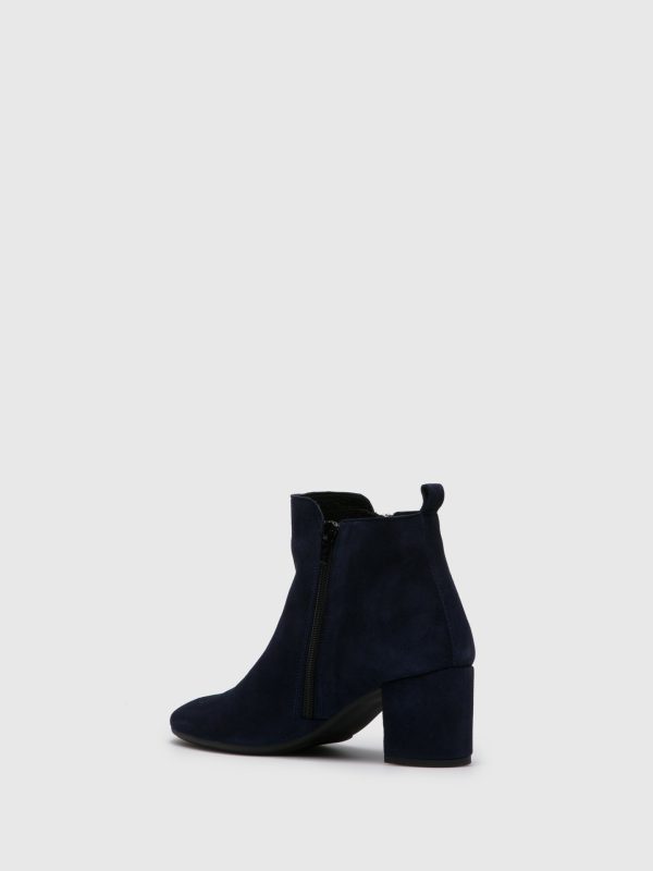 Navy Zip Up Ankle Boots For Sale