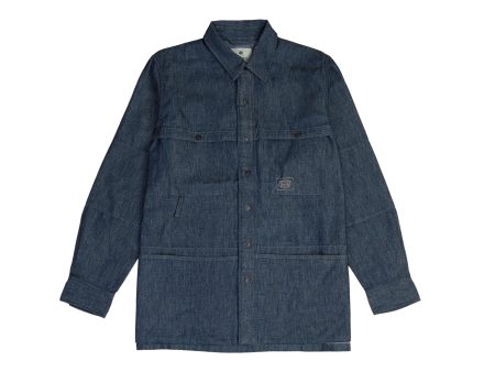 Snow Peak Takibi Light Denim Utility Shirt I Sort For Sale