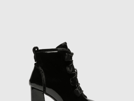 Black Lace-up Ankle Boots Online now