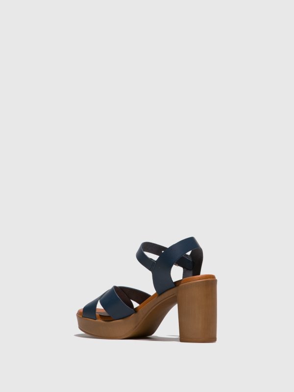 Navy Heel Sandals Hot on Sale