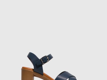 Navy Heel Sandals Hot on Sale