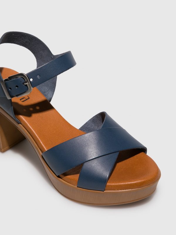 Navy Heel Sandals Hot on Sale