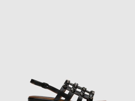 Black Appliqués Sandals Online Hot Sale