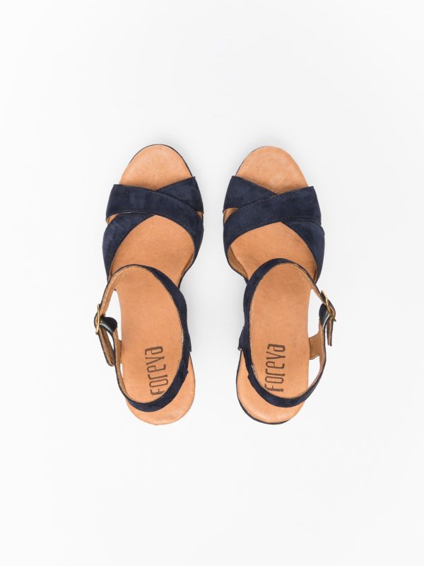 Blue Chunky Heel Sandals For Cheap