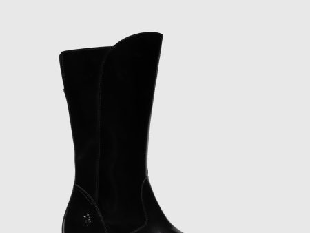 Coal Black Zip Up Boots Cheap