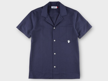 Le Fix Short Sleeve Cotton Skjorte I Navy Online now