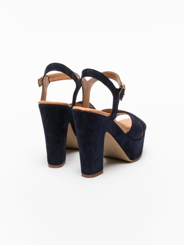 Blue Chunky Heel Sandals For Cheap