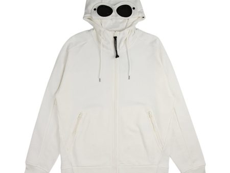 C.P. Company Goggle Zip Hoodie I Hvid For Cheap