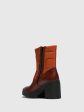 Zip Up Ankle Boots TYKE661FLY RUG NYLON BRICK ORANGE For Cheap