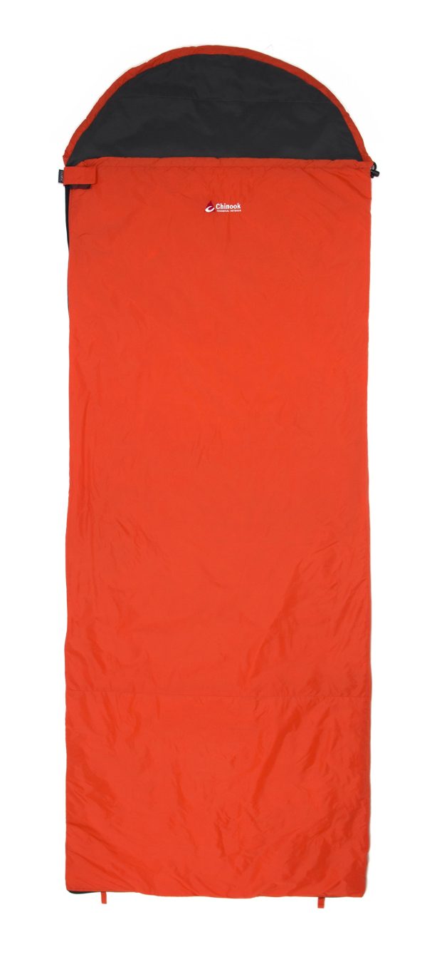 Chinook ThermoPalm Hooded Rectangle 50F Sleeping Bag Orange Hot on Sale