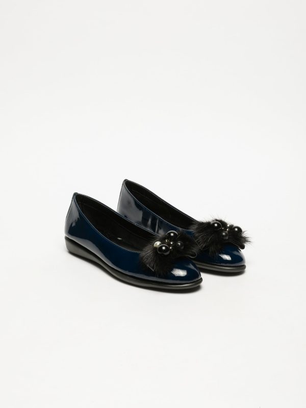 Navy Patent Leather Ballerinas on Sale