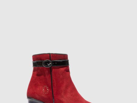 Zip Up Ankle Boots SAKO810FLY RANCH LUXOR DK RED BLACK Online Hot Sale