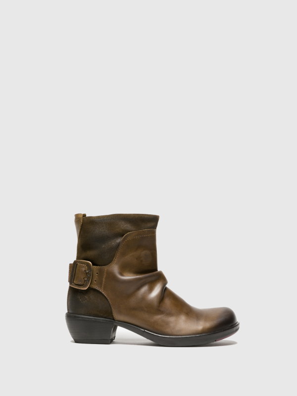 SaddleBrown Buckle Ankle Boots For Discount