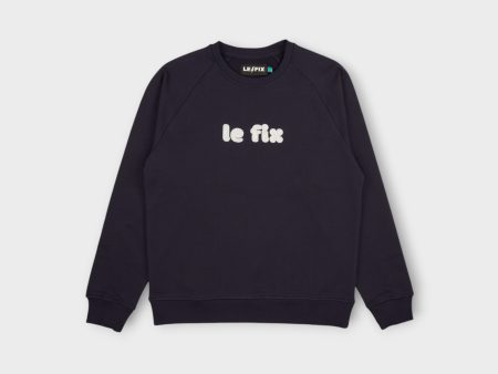 Le Fix Burger Chain Emb. Crewneck I Navy Hot on Sale