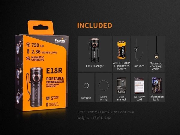 Fenix E18R EDC Rechargeable Flashlight 750 Lumens For Sale