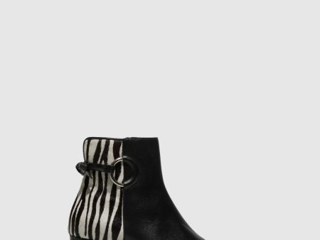 Black White Zip Up Ankle Boots Hot on Sale