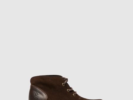 SaddleBrown Lace-up Ankle Boots Online Sale