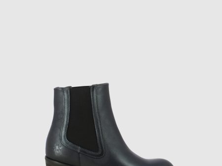 Black Leather Chelsea Ankle Boots on Sale