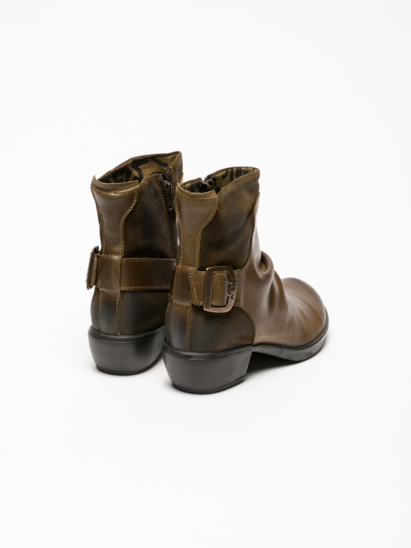 SaddleBrown Buckle Ankle Boots For Discount