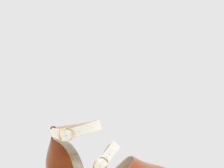 Ankle Strap Sandals Dália Cognac White Hot on Sale