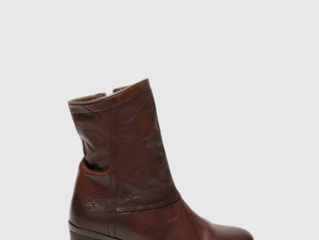 SaddleBrown Zip Up Ankle Boots Online Hot Sale