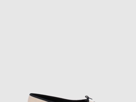 Beige Black Bow Ballerinas Online