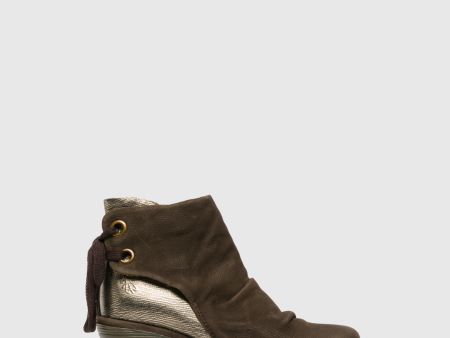 SandyBrown Wedge Ankle Boots Online now